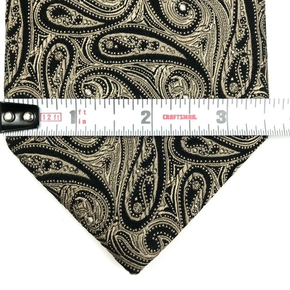 CHAPS Tie Men's 100% Silk Necktie Designer PAISLEY Black Tan Classic Wide 57.5" - Picture 9 of 10
